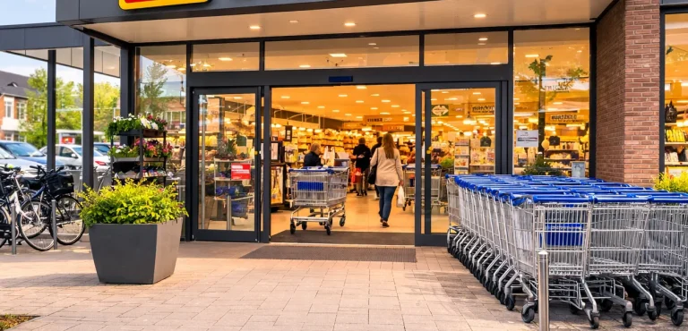 Aldi supermarkt ingang in Wageningen