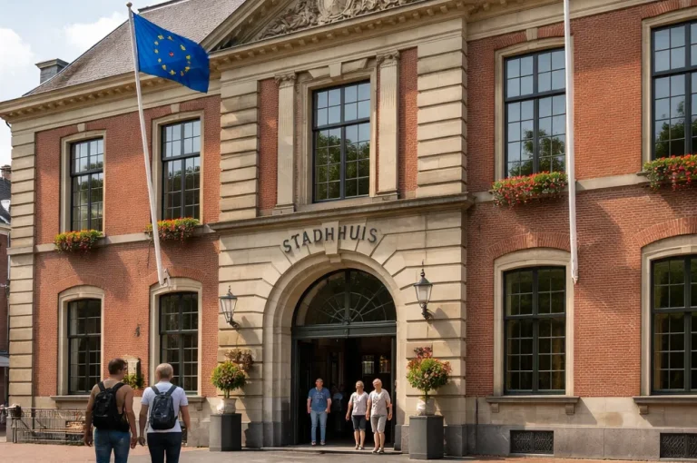 Ingang van het stadhuis van Wageningen aan de Markt